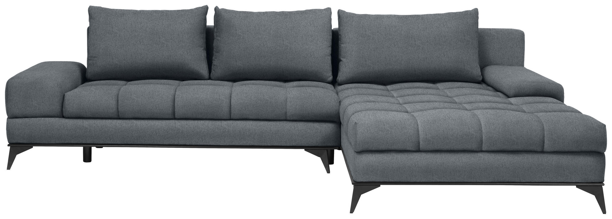 WOHNLANDSCHAFT Blaugrau Webstoff  - Blaugrau/Schwarz, Design, Textil/Metall (315/212cm) - Carryhome