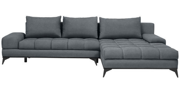 ECKSOFA  in Webstoff Blaugrau  - Blaugrau/Schwarz, Design, Textil/Metall (315/212cm) - Carryhome