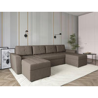 WOHNLANDSCHAFT TERMOLI Taupe Jacquard  - Taupe/Schwarz, Design, Kunststoff/Textil (155/296/155cm) - MID.YOU