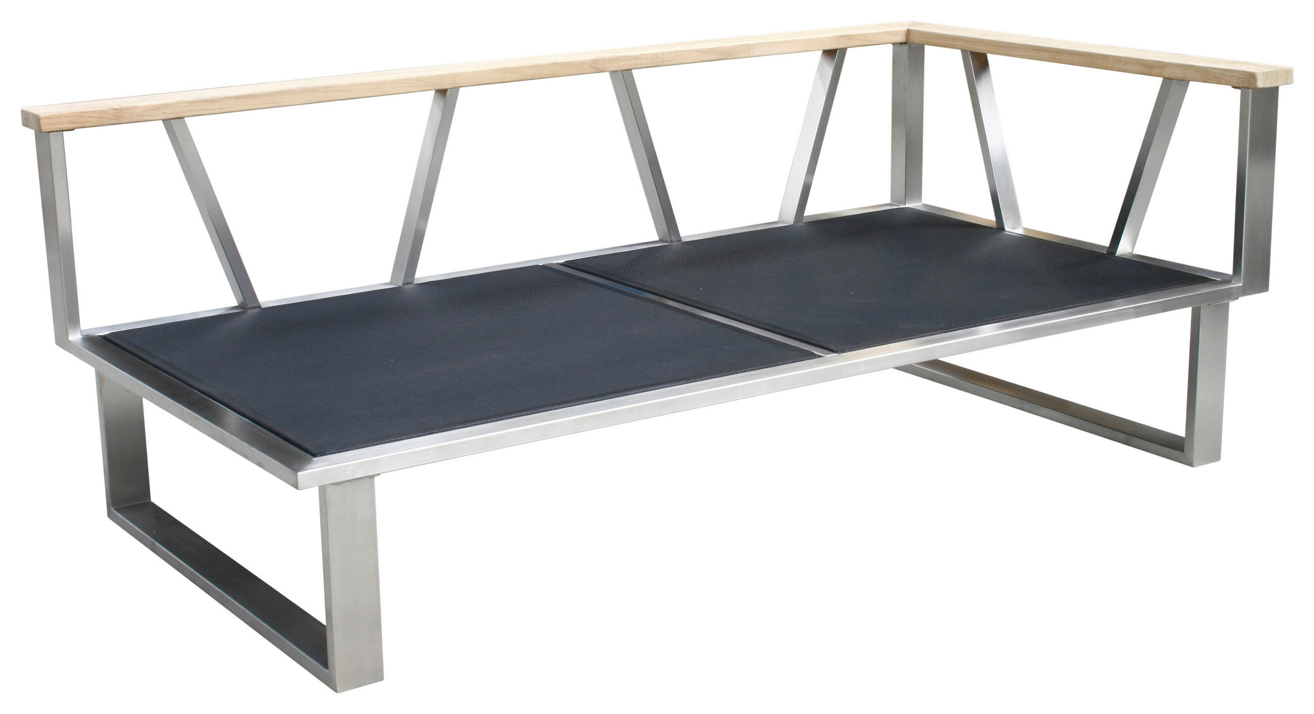 GARTENBANK 156/75/82,5 cm Teakholz  Edelstahl  - Edelstahlfarben/Grau, Design, Holz/Textil (156/75/82,5cm) - Zebra 