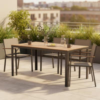 GARTENTISCH 150/90/75 cm Metall, Kunststoff rechteckig  - Schwarz/Naturfarben, KONVENTIONELL, Kunststoff/Metall (150/90/75cm) - Gardenson