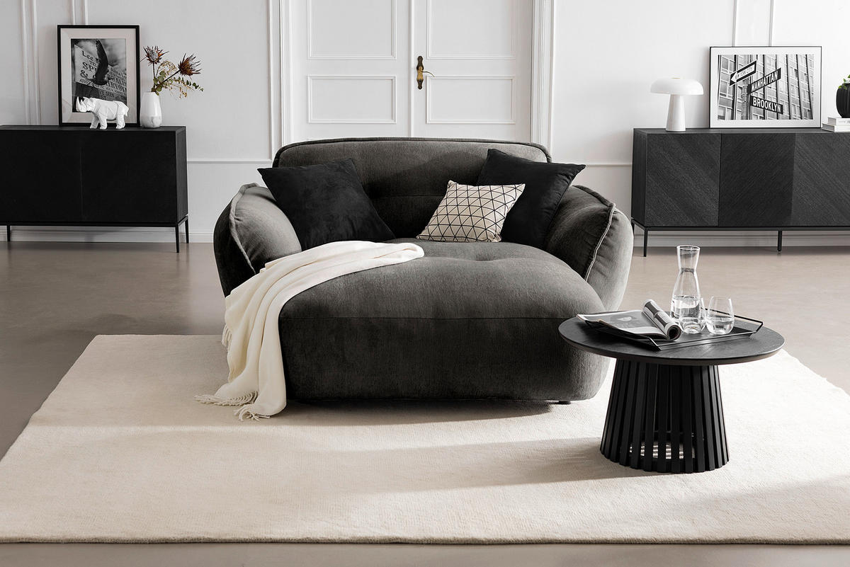 XXL-SESSEL in Chenille Anthrazit  - Anthrazit/Schwarz, Modern, Kunststoff/Textil (182/87/184cm) - Trendmanufaktur