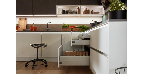 EINBAUKÜCHE - Weiß/Grau, Design, Holzwerkstoff/Stein - Dieter Knoll