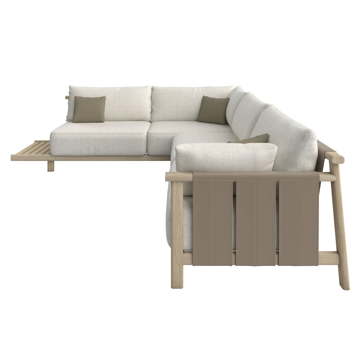 LOUNGEGARNITUR 264/308 cm Esche massiv  - Sandfarben/Taupe, ROMANTIK / LANDHAUS, Holz/Textil (264/308cm) - Dieter Knoll