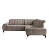 ECKSOFA in Cord Graubraun  - Graubraun/Schwarz, Modern, Textil/Metall (261/200cm) - Livetastic