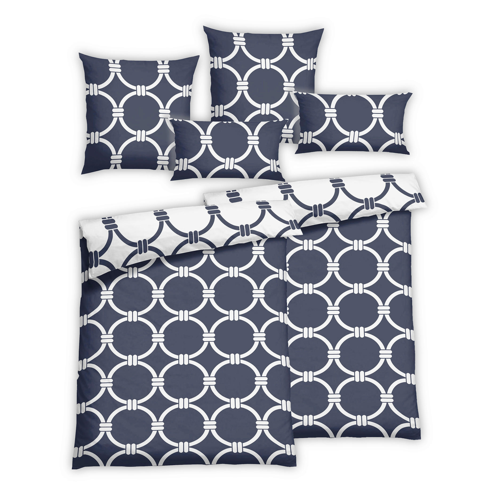 Bettwäsche 2er Set 4-teilig Renforcé 135/200 cm  - Blau, Design, Textil (135/200cm) - Florella