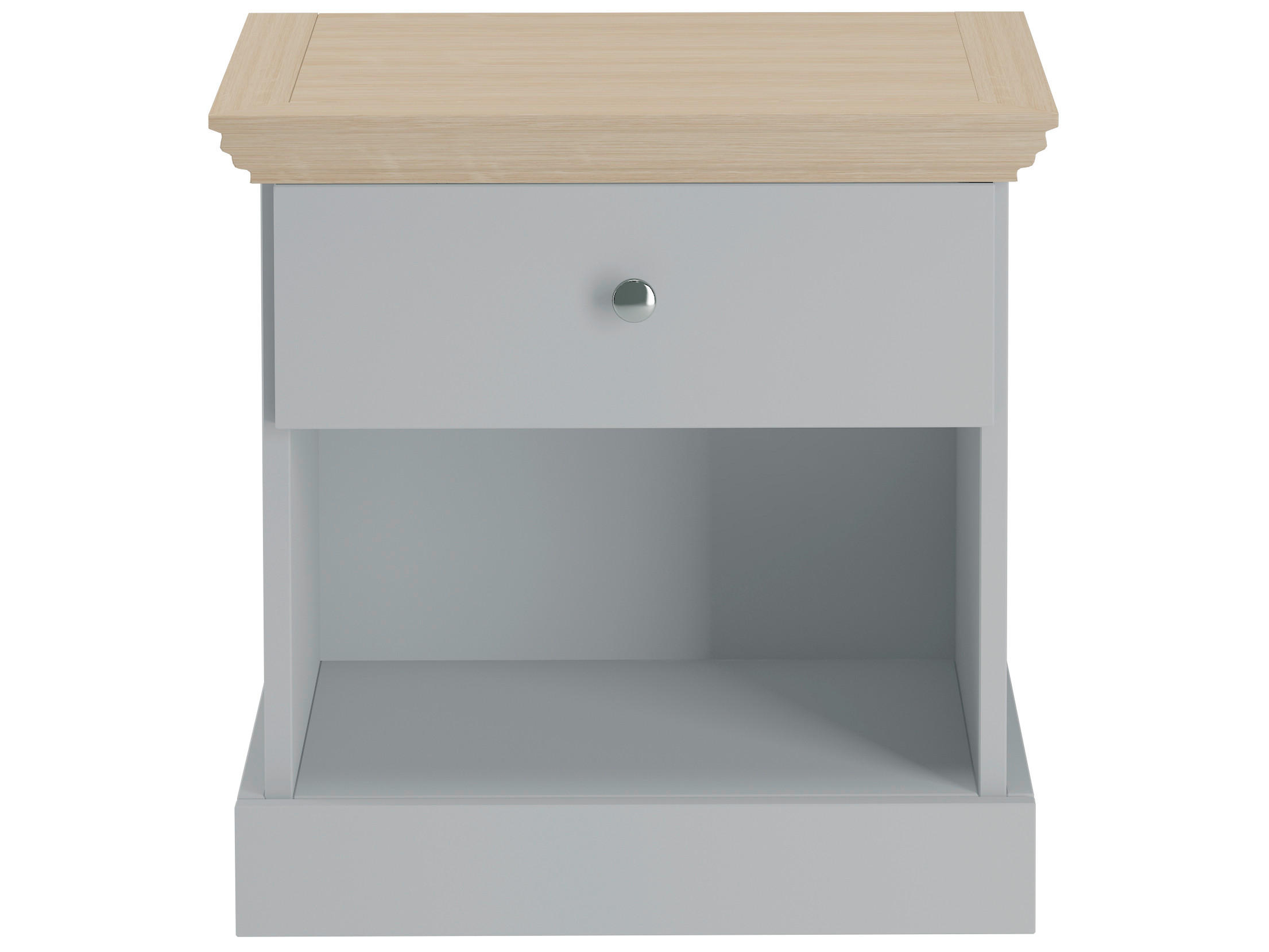 NACHTTISCH  - Eiche grau/Silberfarben, Design, Holzwerkstoff/Metall (45/35/45cm) - MID.YOU