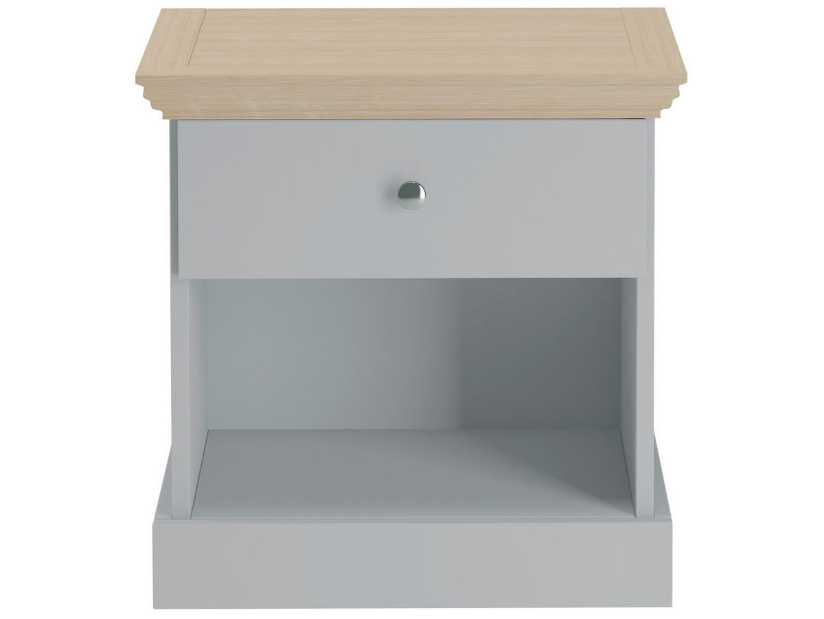 NACHTTISCH  - Eiche grau/Silberfarben, Design, Holzwerkstoff/Metall (45/35/45cm) - MID.YOU