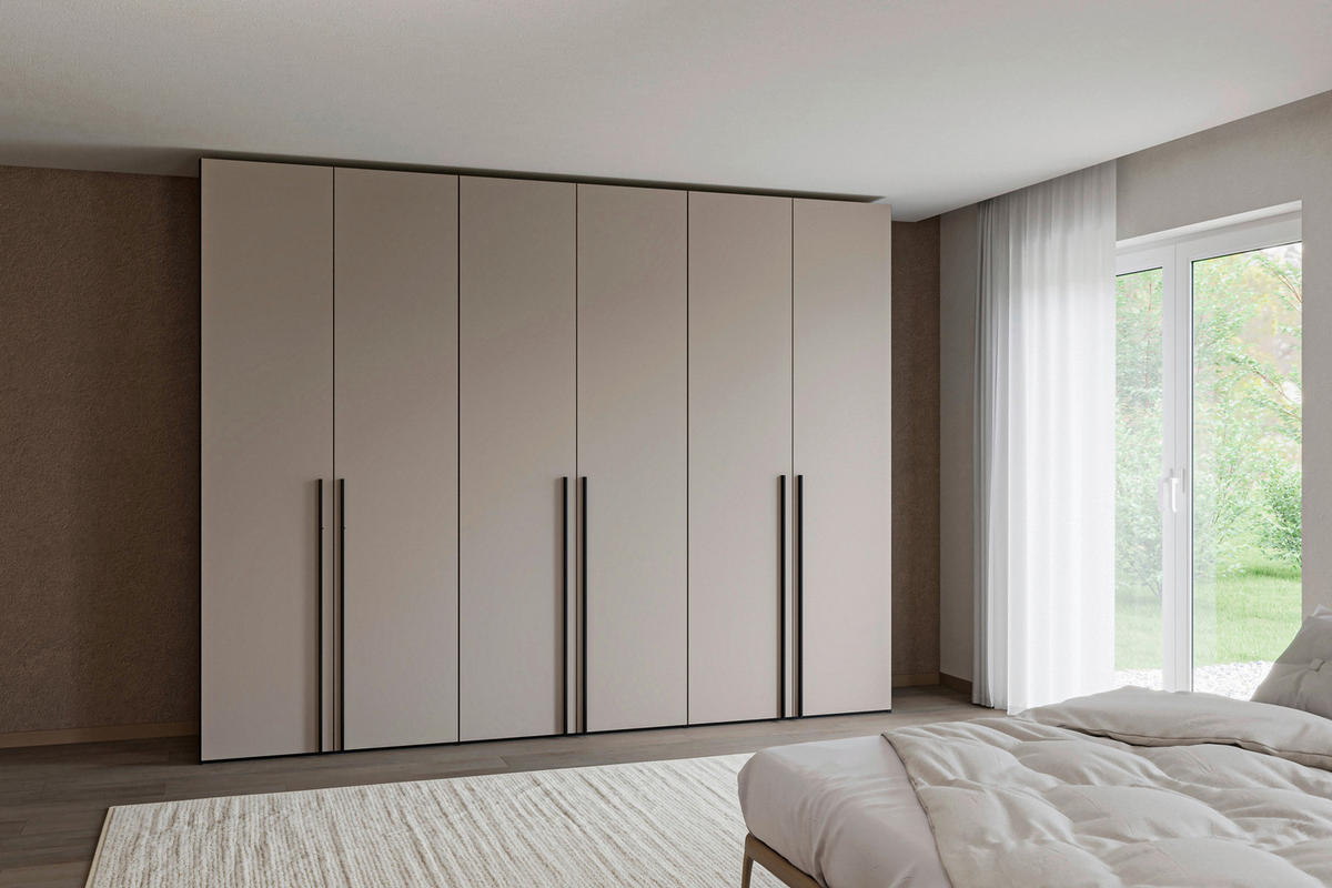 DREHTÜRENSCHRANK 303/236/59 cm,  in Schwarz, Hellbraun, 6-türig  - Hellbraun/Schwarz, Design, Glas/Holzwerkstoff (303/236/59cm) - Jutzler