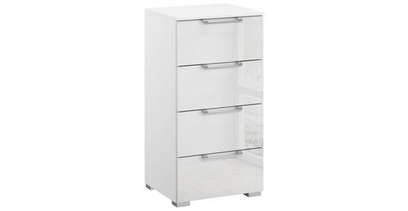 KOMMODE 40/81/42 cm in Klar, Weiß - Klar/Silberfarben, Design, Glas/Holzwerkstoff (40/81/42cm) - Novel