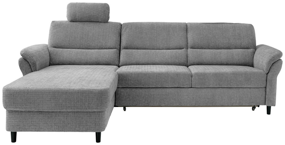 ECKSOFA in Mikrofaser Grau  - Schwarz/Grau, Modern, Holz/Textil (176/279cm) - Livetastic