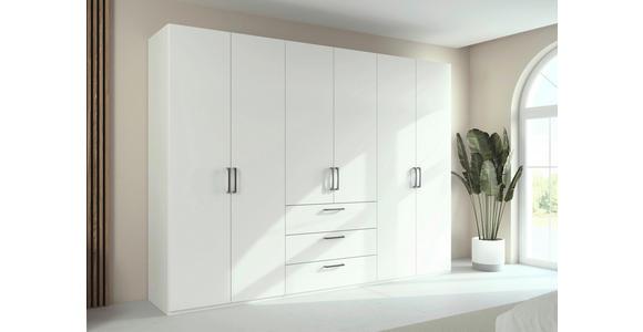DREHTÜRENSCHRANK 301/223/61 cm,  in Weiß, 6-türig  - Edelstahlfarben/Weiß, Basics, Holzwerkstoff/Metall (301/223/61cm) - Novel