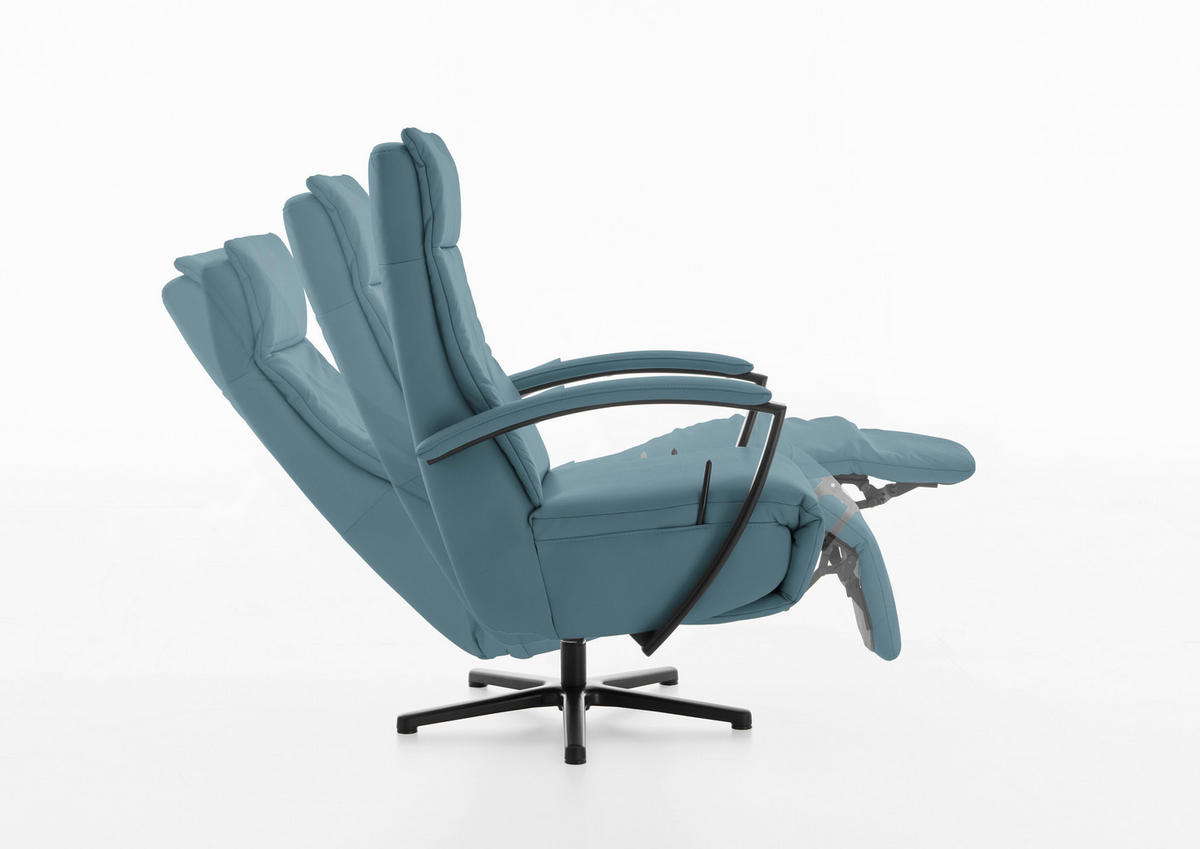 RELAXSESSEL in Leder Blau  - Blau/Schwarz, Design, Leder/Metall (76/112/83cm) - Beldomo Speed