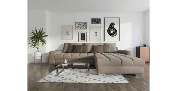 ECKSOFA Taupe Webstoff - Taupe/Chromfarben, Design, Kunststoff/Textil (320/226cm) - Carryhome
