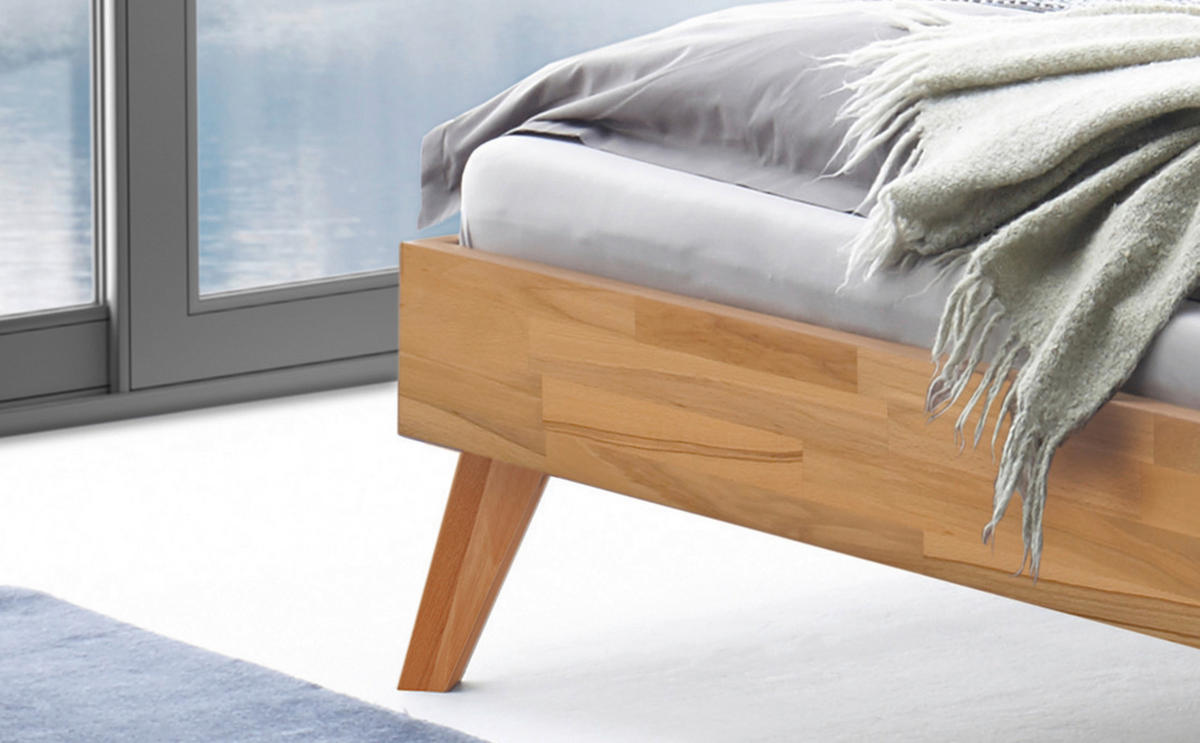 BETT 120/200 cm  in Kernbuche  - Buchefarben/Kernbuche, Natur, Holz (120/200cm) - Hasena