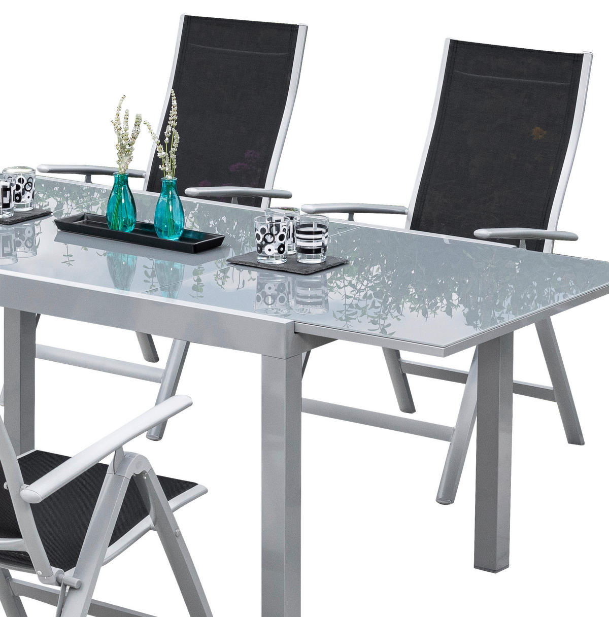 VRTNA GARNITURA Carrara  aluminij  črna  črna    - črna, Romantika, kovina/tekstil - Ambia Garden