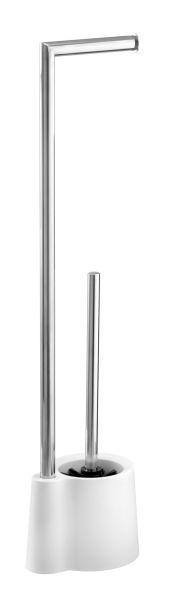 WC-BÜRSTENKOMBINATION in Metall, Kunststoff  Kunststoff   - Chromfarben/Weiß, Basics, Kunststoff/Metall (13/66,5/16cm) - Wenko