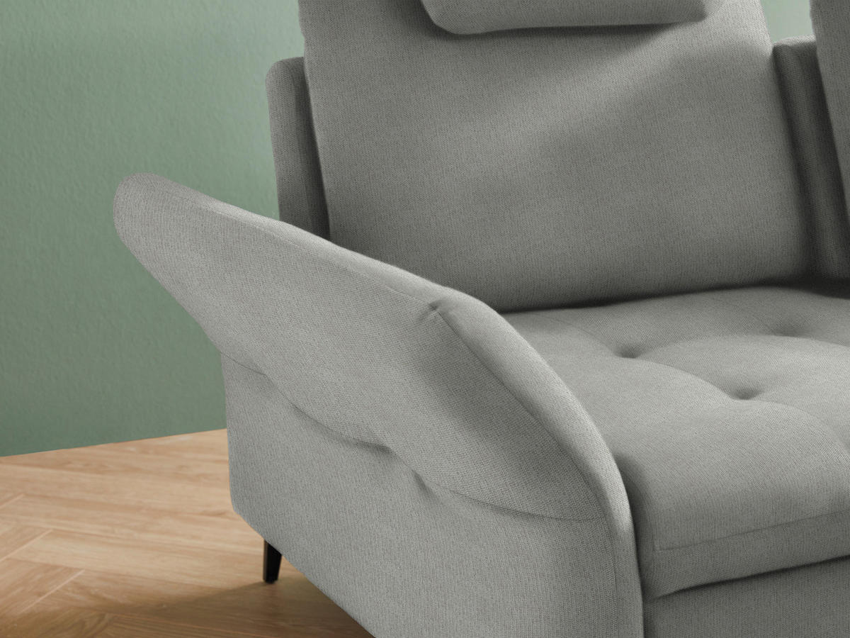 ECKSOFA in Chenille Hellgrau  - Hellgrau/Schwarz, Natur, Textil/Metall (288/233cm) - Valnatura