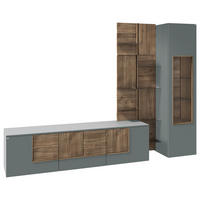 WOHNWAND VLACERA LIVING  in Grau, Olivgrün, Wildeiche  272/196/50 cm  - Wildeiche/Olivgrün, Design, Glas/Holz (272/196/50cm) - Voglauer