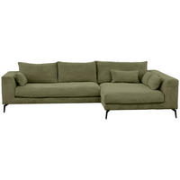 ECKSOFA in Cord Olivgrün  - Schwarz/Olivgrün, Design, Textil/Metall (313/172cm) - Livetastic