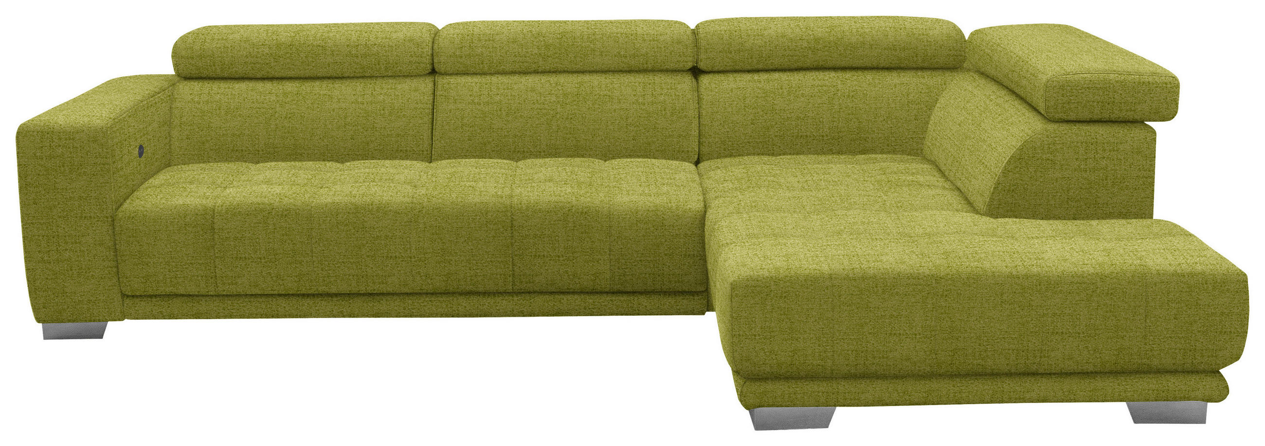 ECKSOFA in Chenille Hellgrün  - Chromfarben/Hellgrün, Design, Textil (301/207cm) - Xora