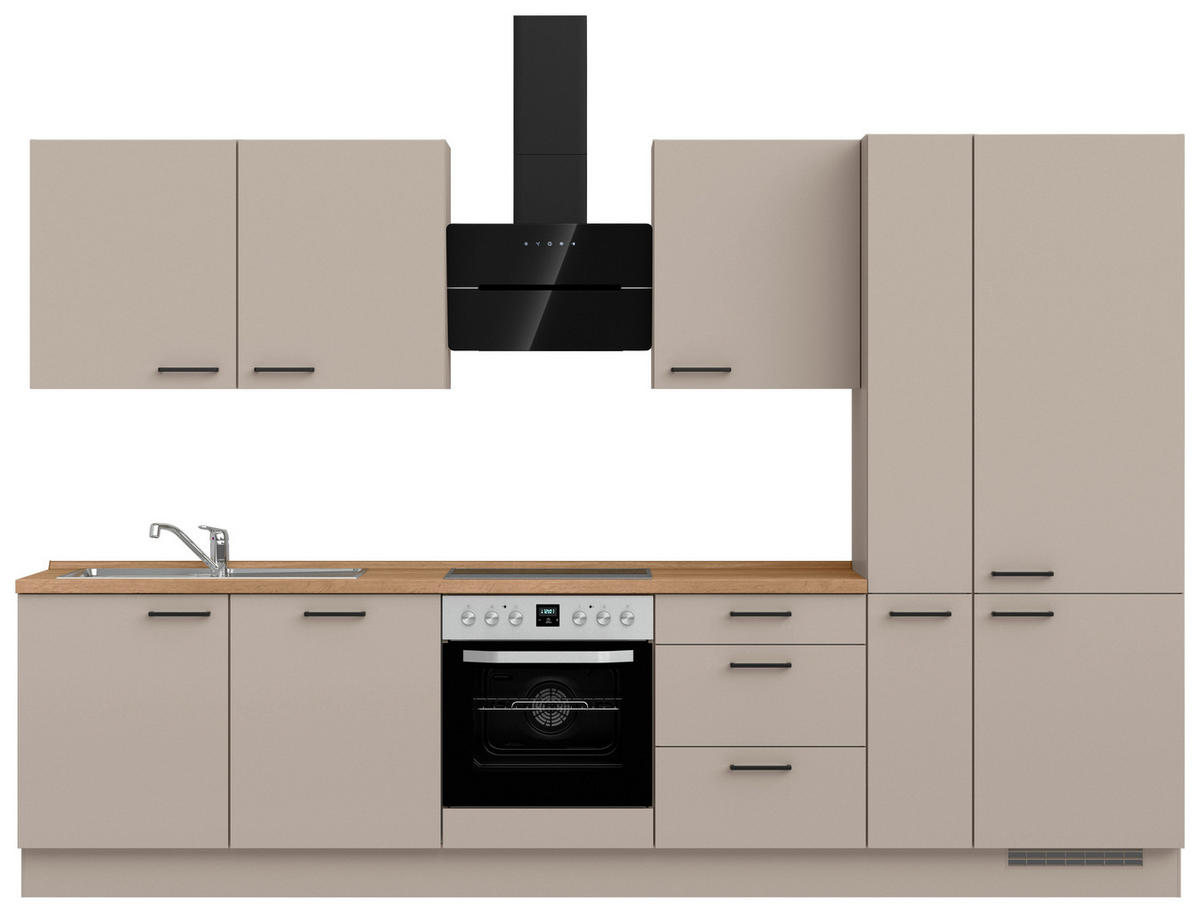 KÜCHENBLOCK Easytouch 330 cm  in Eichefarben, Sandfarben  - Sandfarben/Eichefarben, MODERN, Holzwerkstoff/Metall (330cm) - Nobilia