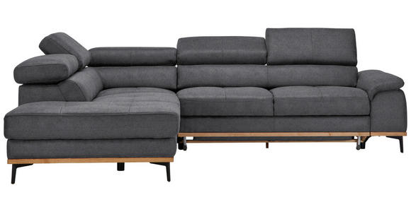 ECKSOFA Grau Webstoff - Schwarz/Grau, Natur, Holz/Textil (226/282cm) - Novel