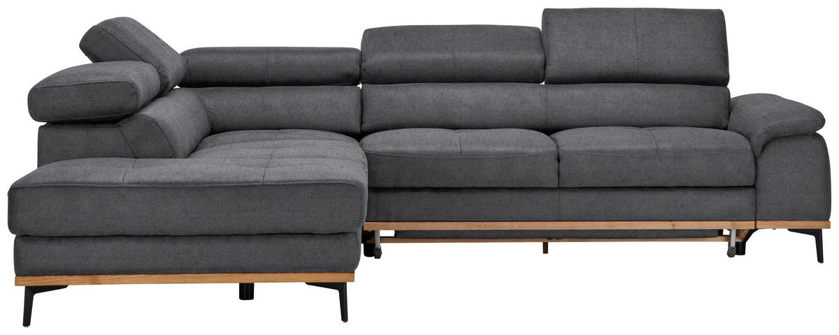 ECKSOFA Grau Webstoff  - Schwarz/Grau, Natur, Holz/Textil (226/282cm) - Novel