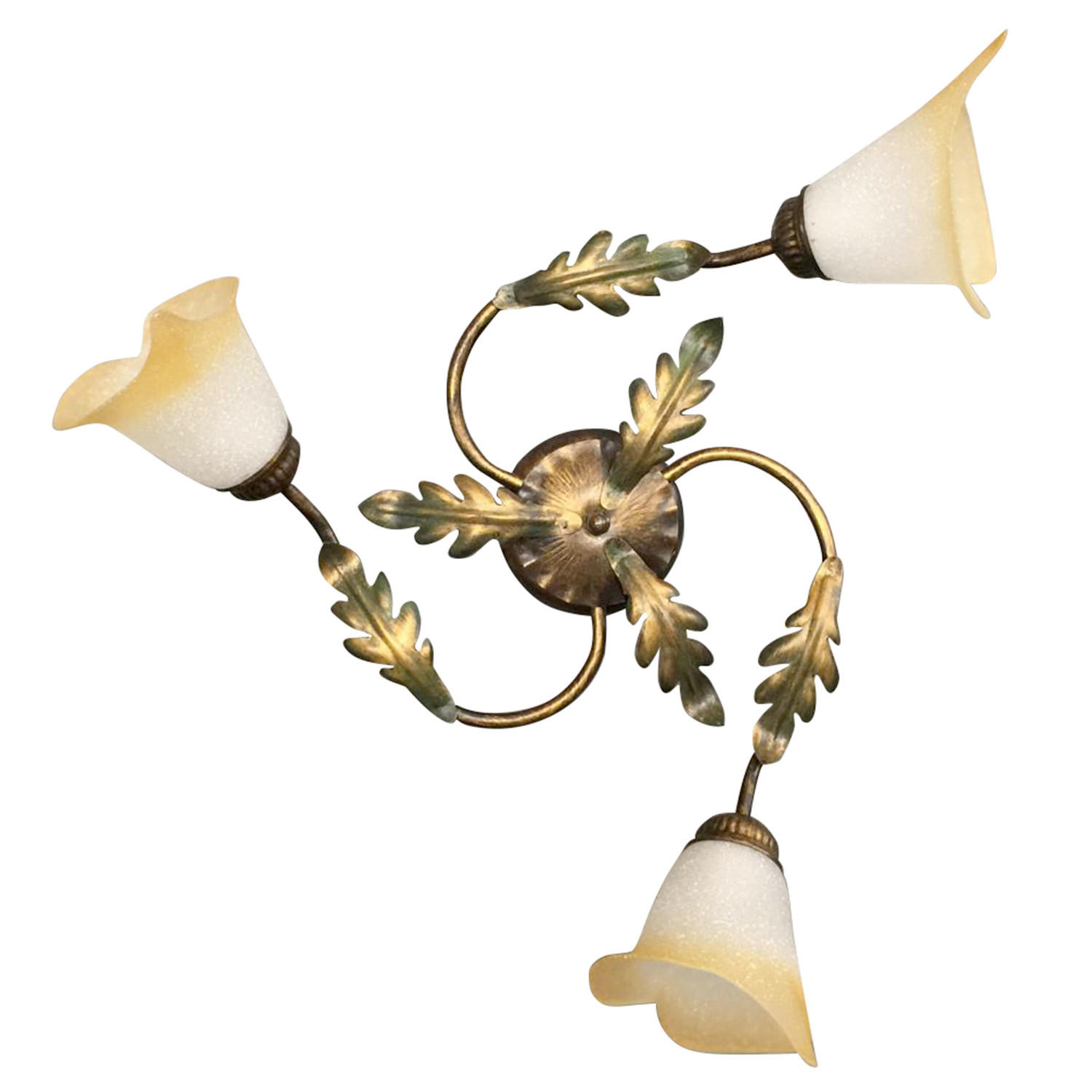 DECKENLEUCHTE 50/50/20 cm   - Bronzefarben/Olivgrün, ROMANTIK / LANDHAUS, Glas/Metall (50/50/20cm)