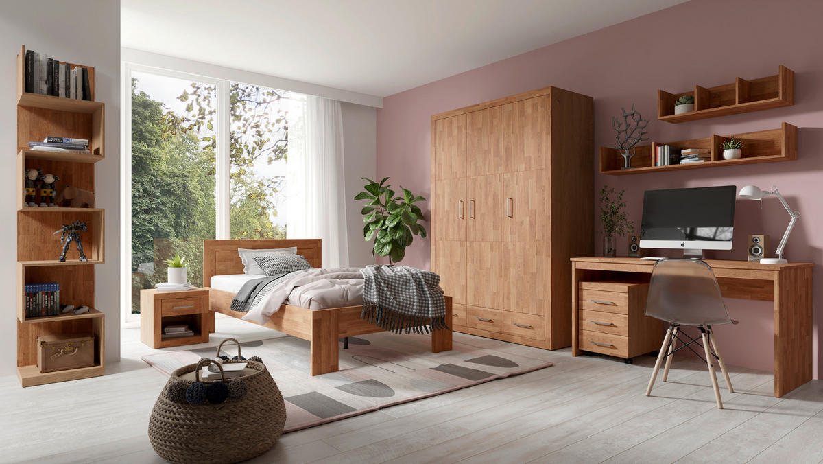 BETT YES Eiche massiv 120/200 cm Eichefarben  - Eichefarben, Natur, Holz (120/200cm) - Linea Natura