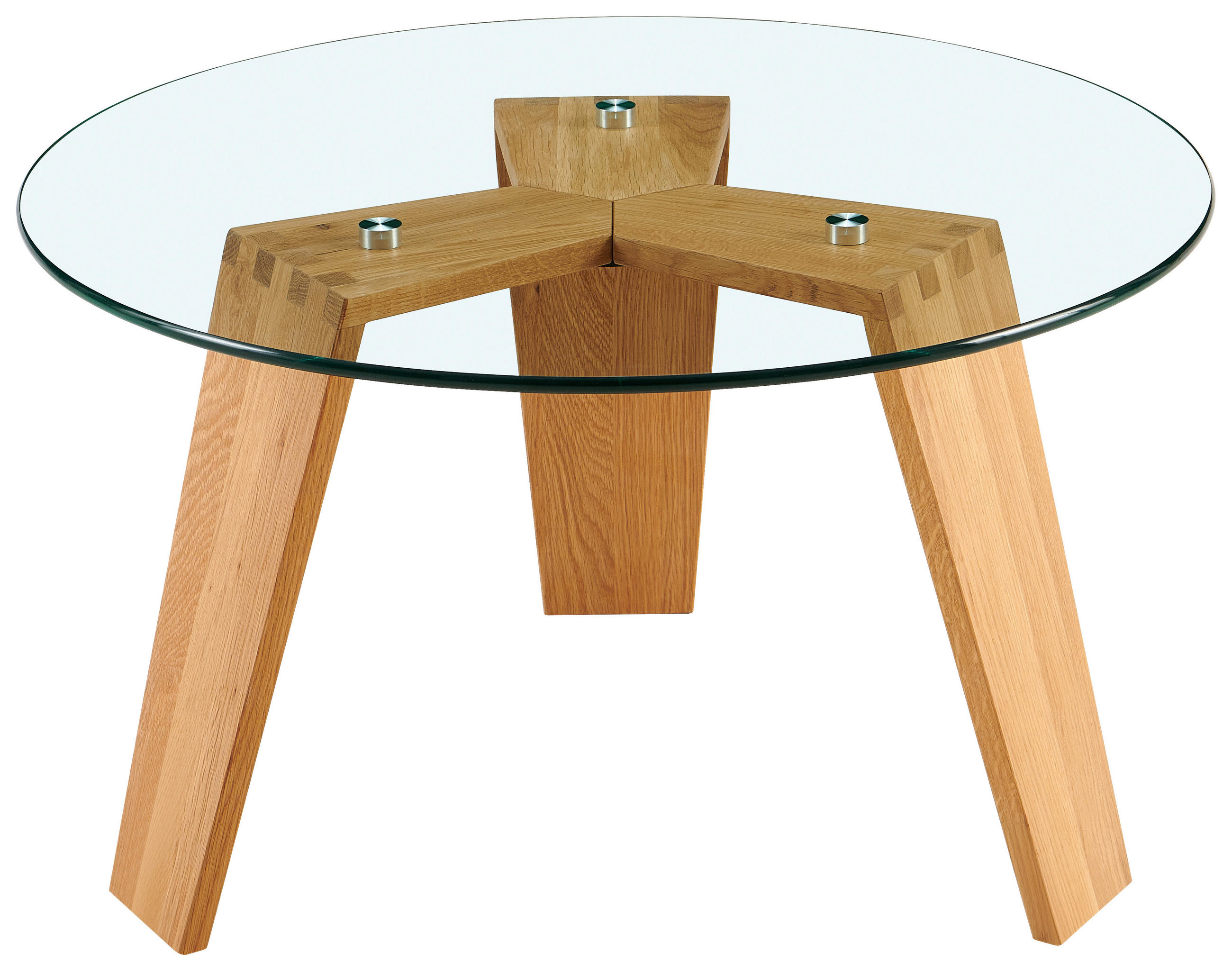 COUCHTISCH Eiche massiv ESG rund Klar, Naturfarben  - Klar/Naturfarben, Design, Glas/Holz (70/39.5/70cm) - Livetastic