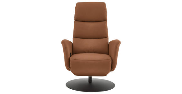 RELAXSESSEL in Leder Cognac  - Cognac/Schwarz, Design, Leder/Metall (76/108/86cm) - Dieter Knoll