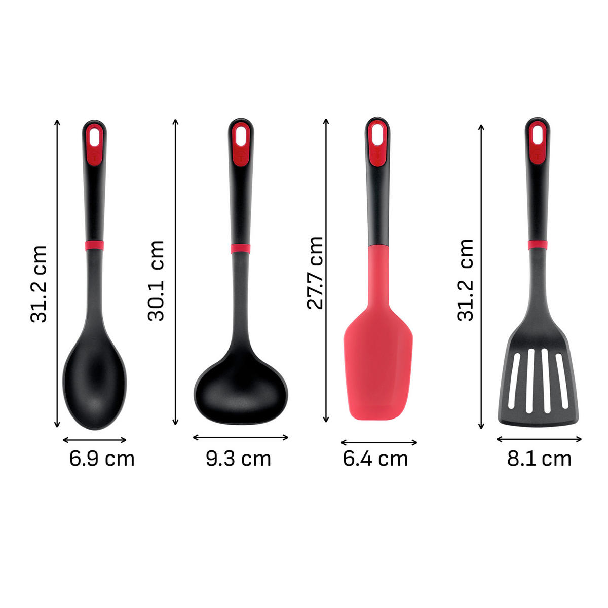 KÜCHENHELFERSET Ingenio  - Graubraun/Rot, Basics, Kunststoff - Tefal