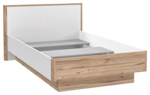 ÁGY 120/200 cm  fehér, tölgyfa  - tölgyfa/fehér, Konventionell, faalapú anyag (120/200cm) - Xora