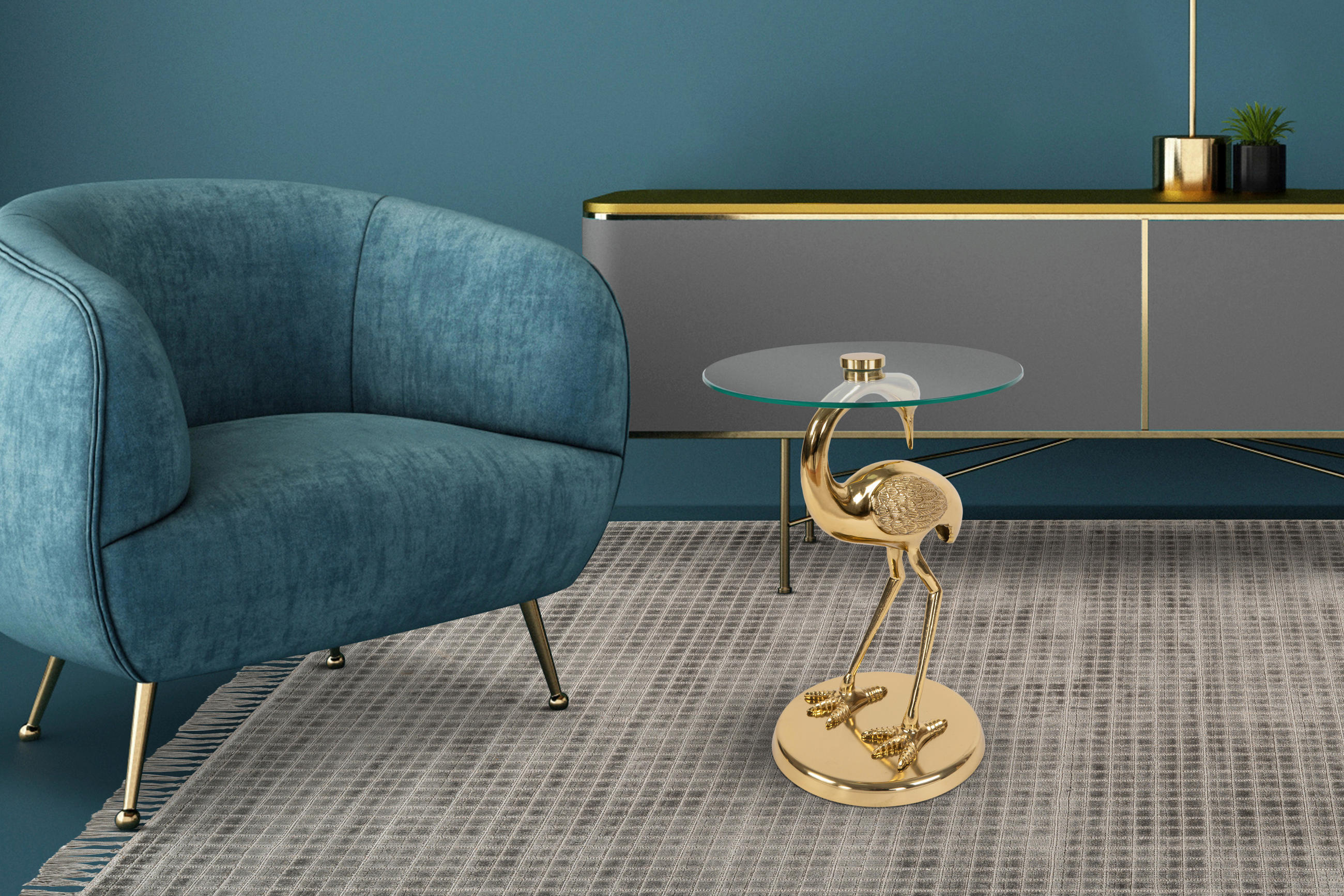 BEISTELLTISCH in Metall 40/40/58 cm  - Goldfarben, Design, Glas/Metall (40/40/58cm) - Kayoom