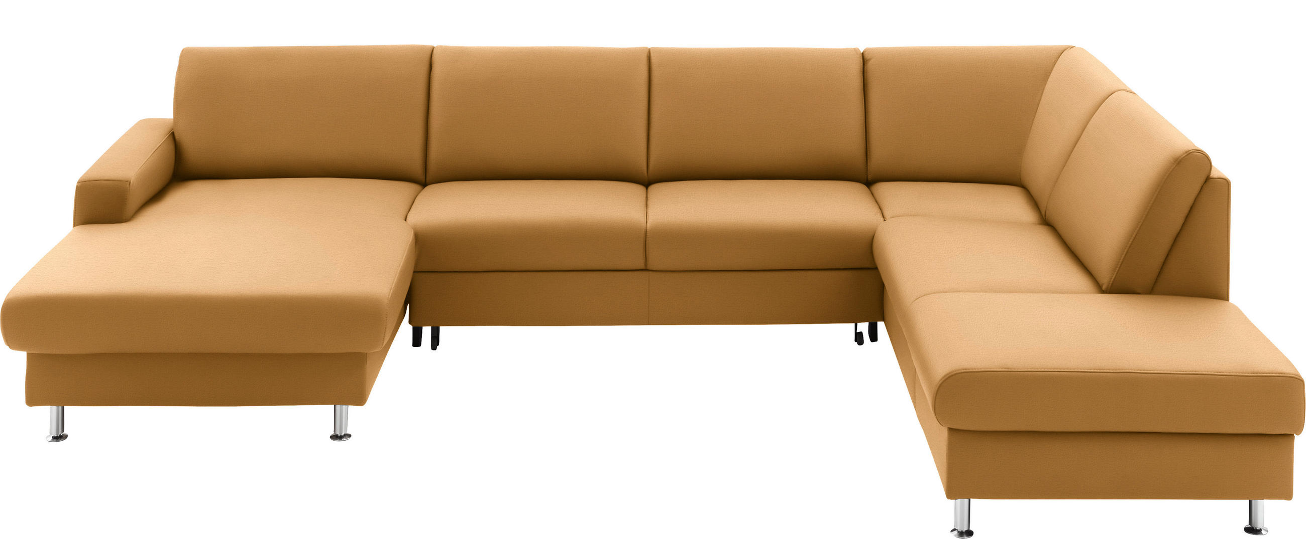 WOHNLANDSCHAFT in Echtleder Gelb  - Gelb/Alufarben, Design, Leder/Metall (165/339/233cm) - Beldomo Premium