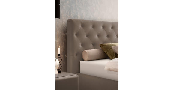 POLSTERBETT gepolstertes Kopfteil, Lattenroste 160/200 cm in Taupe - Taupe/Birkefarben, KONVENTIONELL, Holz/Textil (160/200cm) - Novel