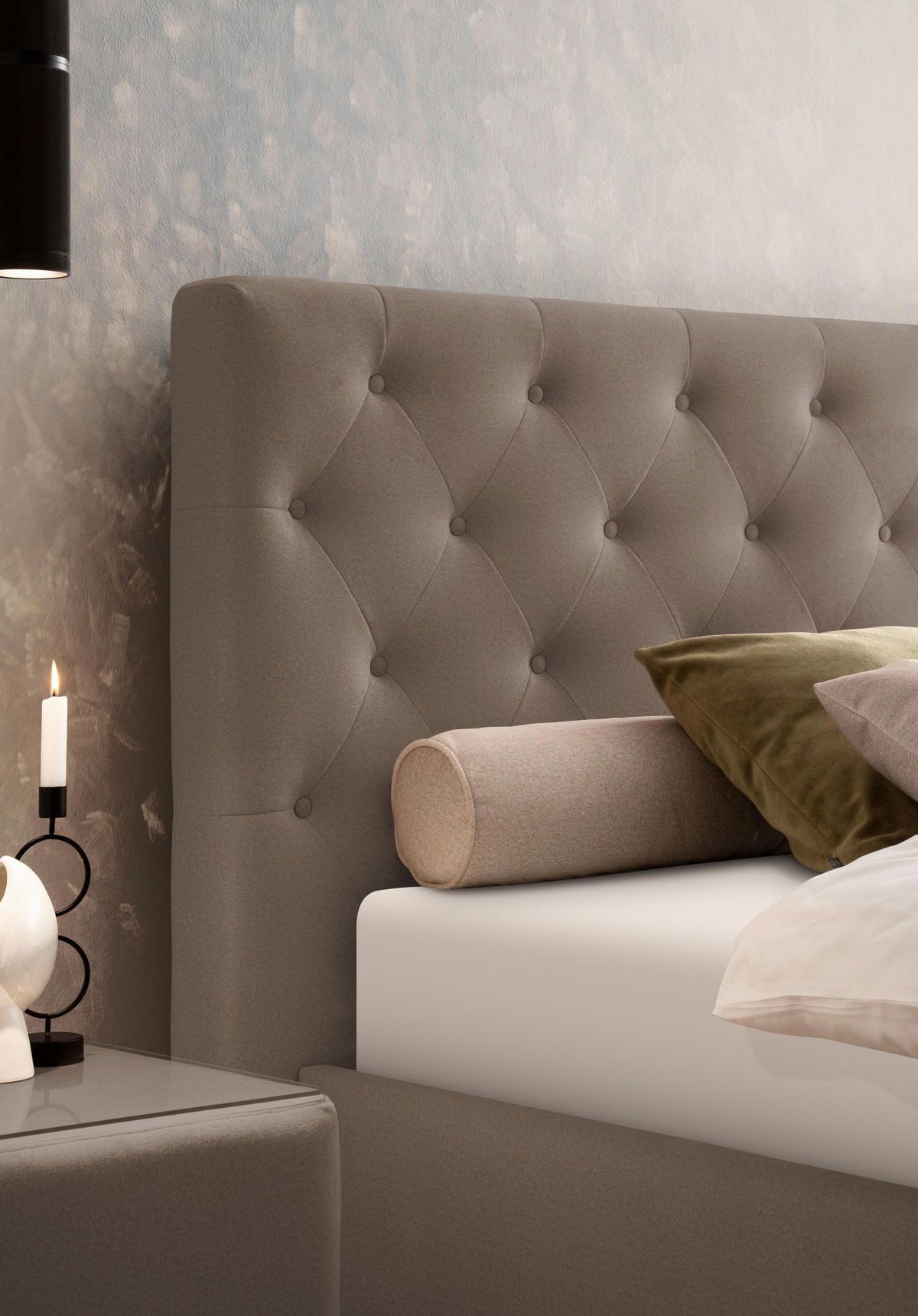 POLSTERBETT 180/200 cm  in Taupe  - Taupe/Birkefarben, Konventionell, Holz/Textil (180/200cm) - Novel