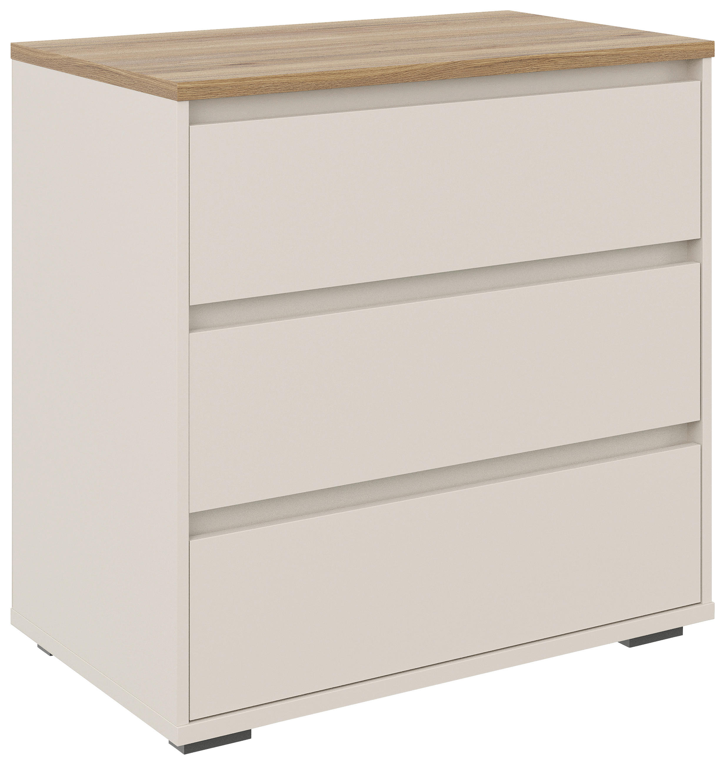 KOMMODE , 80,1/78,8/48 cm, 3 Schublade(n)  - Kaschmir/Eichefarben, Design, Holzwerkstoff/Kunststoff (80,1/78,8/48cm) - Carryhome