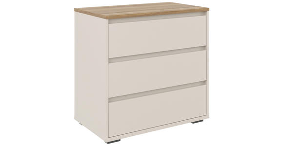 KOMMODE , 80,1/78,8/48 cm, 3 Schublade(n)  - Kaschmir/Eichefarben, Design, Holzwerkstoff/Kunststoff (80,1/78,8/48cm) - Carryhome