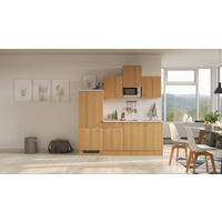 KÜCHENBLOCK 210 cm   in Buchefarben  - Edelstahlfarben/Beige, MODERN, Holzwerkstoff/Kunststoff (210cm) - FlexWell