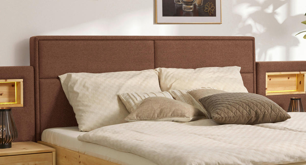 BETT 200/200 cm  Zirbelkieferfarben, Rostfarben   - Rostfarben/Zirbelkieferfarben, Natur, Holz/Textil (200/200cm) - Valnatura