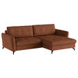 ECKSOFA in Flachgewebe, Leinenoptik Cognac  - Cognac/Schwarz, Design, Textil/Metall (242/170cm) - Xora