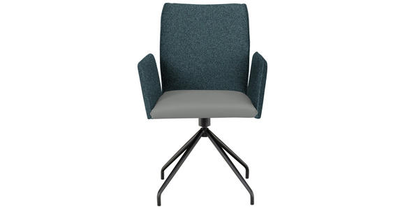 ARMLEHNSTUHL  , Stoffauswahl, Typenauswahl, Sitzfläche 360° drehbar  , Mikrofaser  ,  - Graublau/Schwarz, Design, Textil/Metall (60/91/60cm) - Moderano