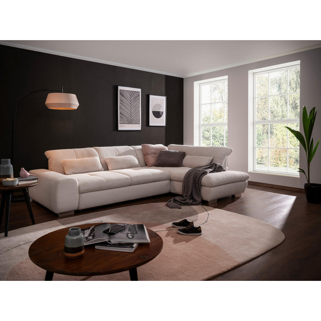 Thumbnail - SetOne by Musterring Ecksofa, Hellgrau, Textil, 4-Sitzer, Ottomane rechts, L-Form, 292x212 cm, Fußauswahl, Lederauswahl,...