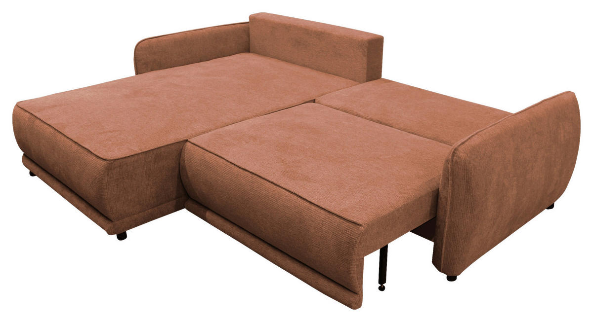 ECKSOFA in Struktur Rostfarben  195/264 cm  - Rostfarben/Beige, Design, Kunststoff/Textil (195/264cm) - MID.YOU