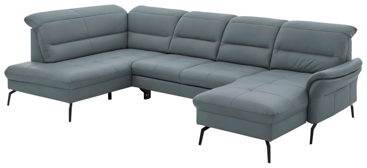 WOHNLANDSCHAFT in Echtleder Dunkelbraun  - Dunkelbraun/Schwarz, Design, Leder/Metall (206/336/181cm) - Beldomo Speed