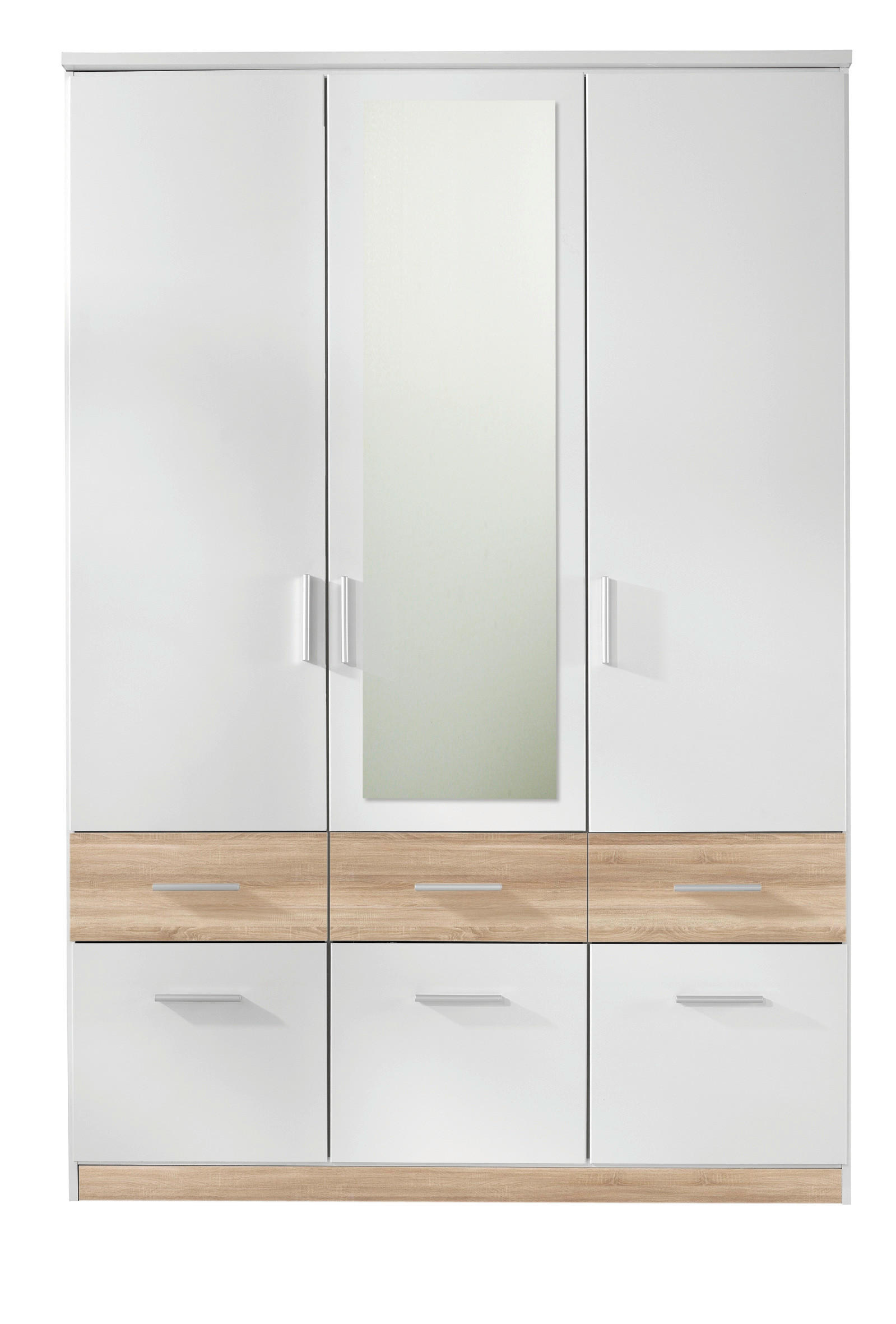 ORMAR ZA ODEĆU bela, sonoma hrast  136/198/55 cm  - sonoma hrast/boja aluminijuma, Dizajnerski, drvo/plastika (136/198/55cm) - Xora