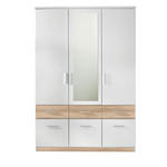 DREHTÜRENSCHRANK  in Weiß, Sonoma Eiche  - Alufarben/Weiß, Design, Holzwerkstoff/Kunststoff (135/198/55cm) - Carryhome