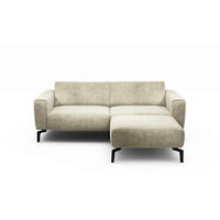 2,5-Sitzer inkl. Hocker Samt Naturfarben  - Schwarz/Naturfarben, Design, Textil/Metall (220/86/86-94cm) - SENSOO